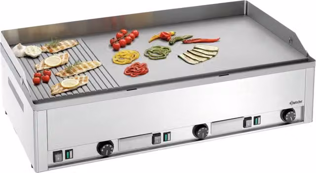 Piastra di cottura elettrica da appoggio Bartscher GDP 980E-GR in acciaio inox argento L: 98 cm, P: 53,5 cm, H: 29 cm