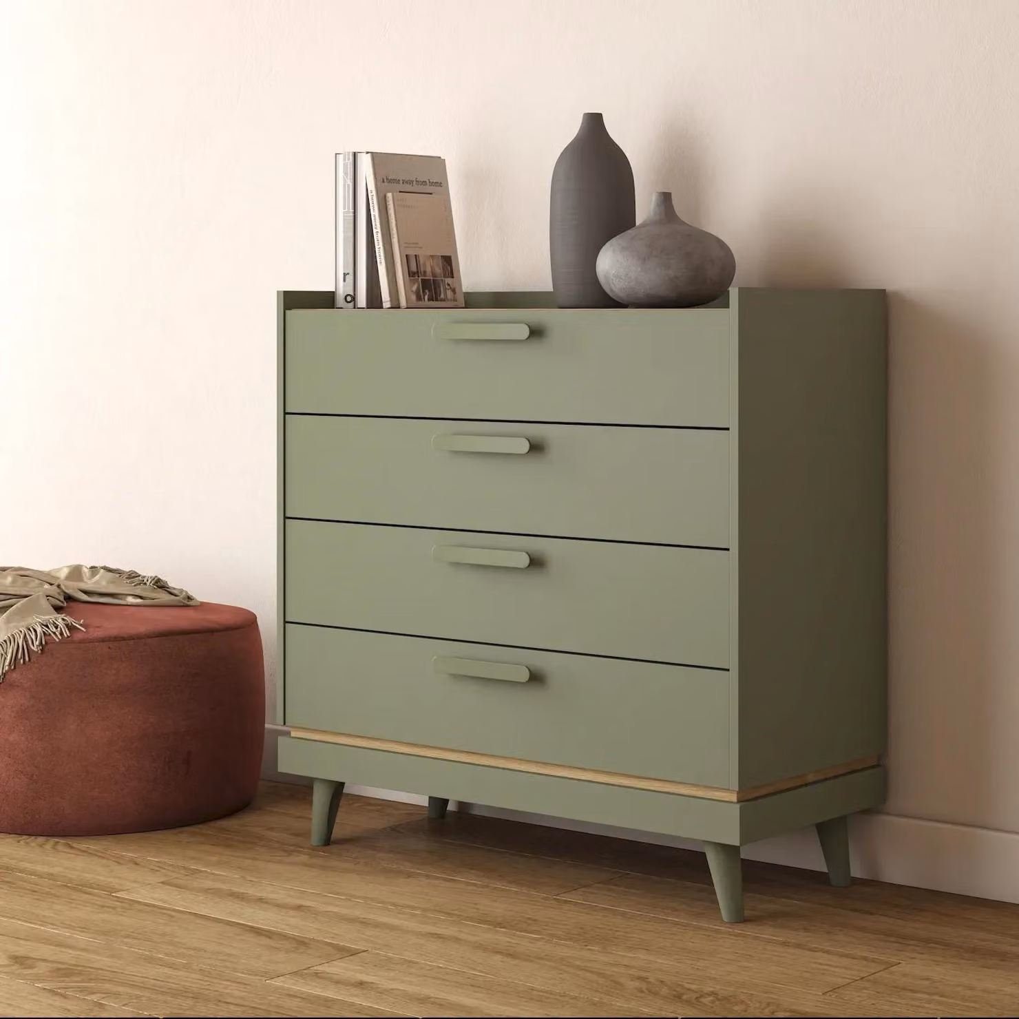 Cassettiera ARWEN - verde / rovere