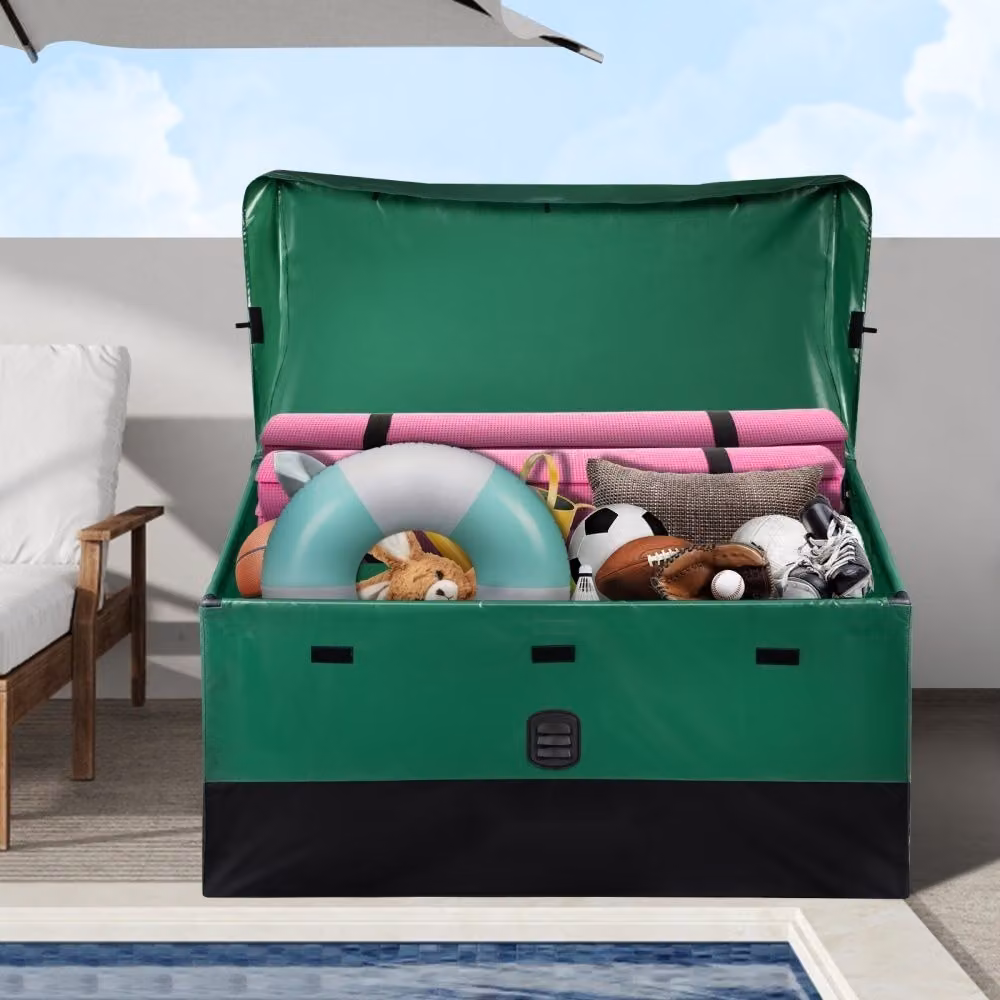 cassetta di stoccaggio da 440L per uso esterno - Cassetta di stoccaggio con telone in PE - Impermeabile e permeabile all'aria - 122 x 63 x 75 cm
