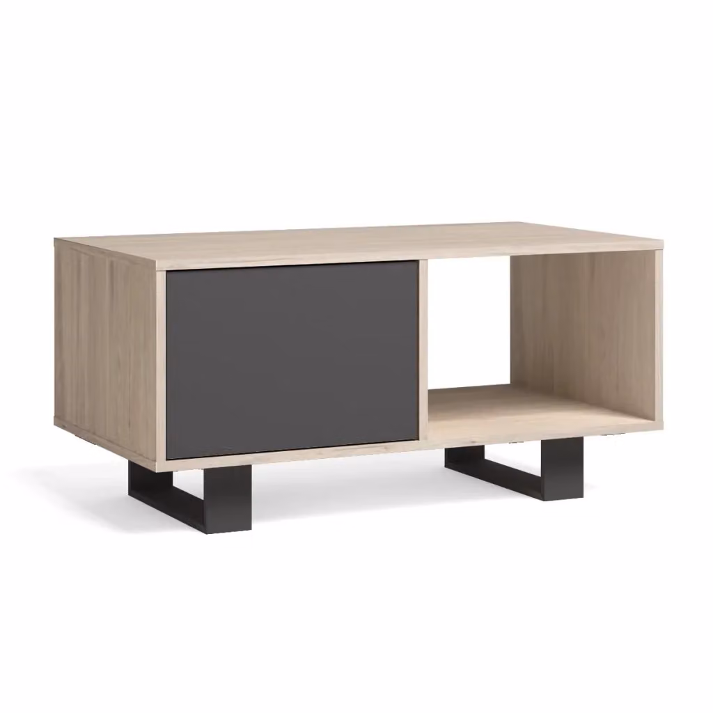 Tavolino con ante modello WIND SKRAUT HOME, colore Rovere e grigio antracite, L: 92 cm, P: 50 cm, H: 45 cm – 2