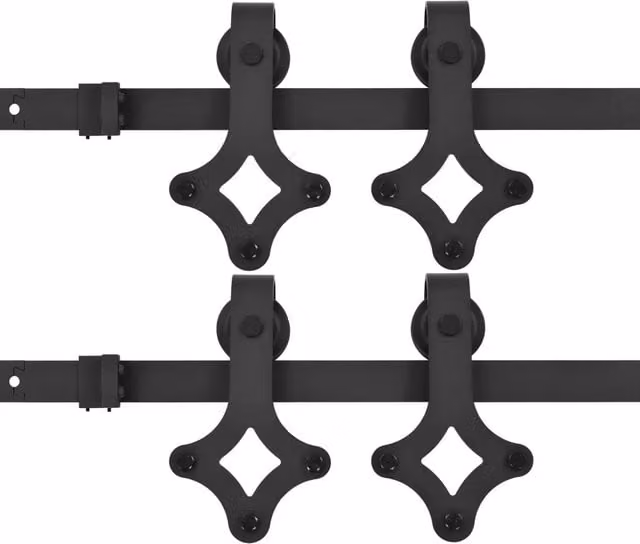 Kit di 2 Binari per Porte Scorrevoli in Acciaio Inox Nero Opaco DESIGN IN CFW2328627, Lunghezza: 200 cm