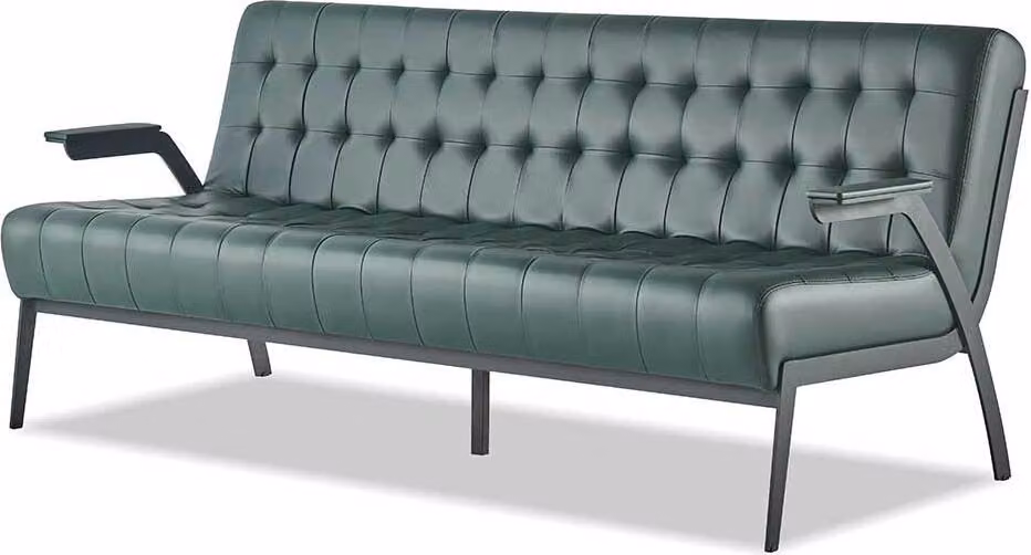 Sofa 3-Sitzer Grün Ledersofa Modern Dreisitzig Chesterfield Leder Edelstahl