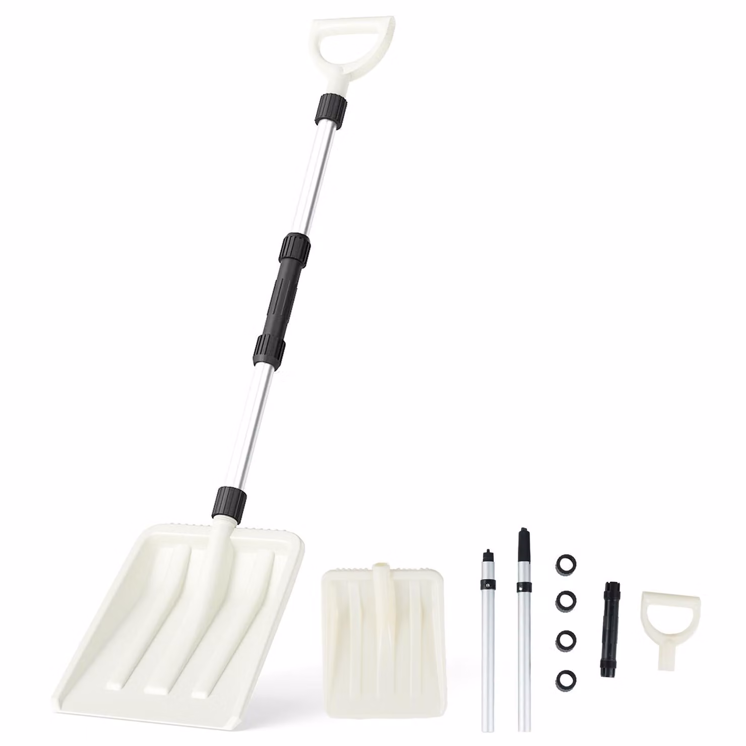COSTWAY Pala da neve, pala da neve lunga 116,5 cm con impugnatura ergonomica e manico in alluminio, pala da neve leggera per vialetto, gioco del pupazzo di neve