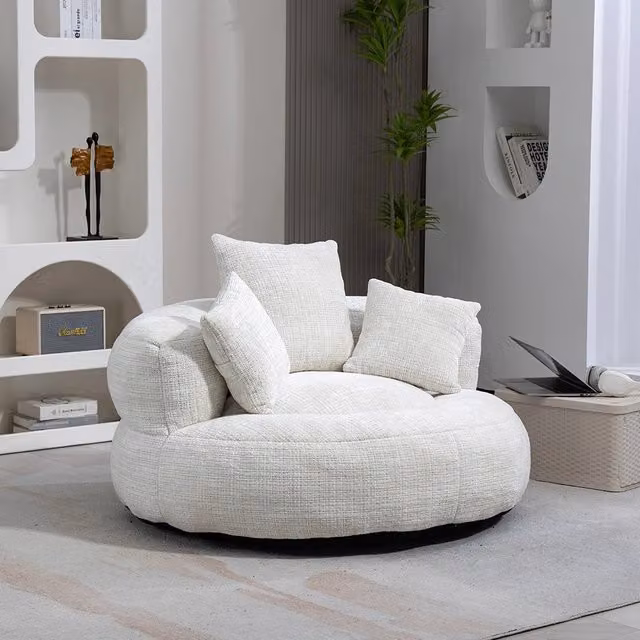 Chaise longue - Xylo - gaming chenille beige con 3 cuscini