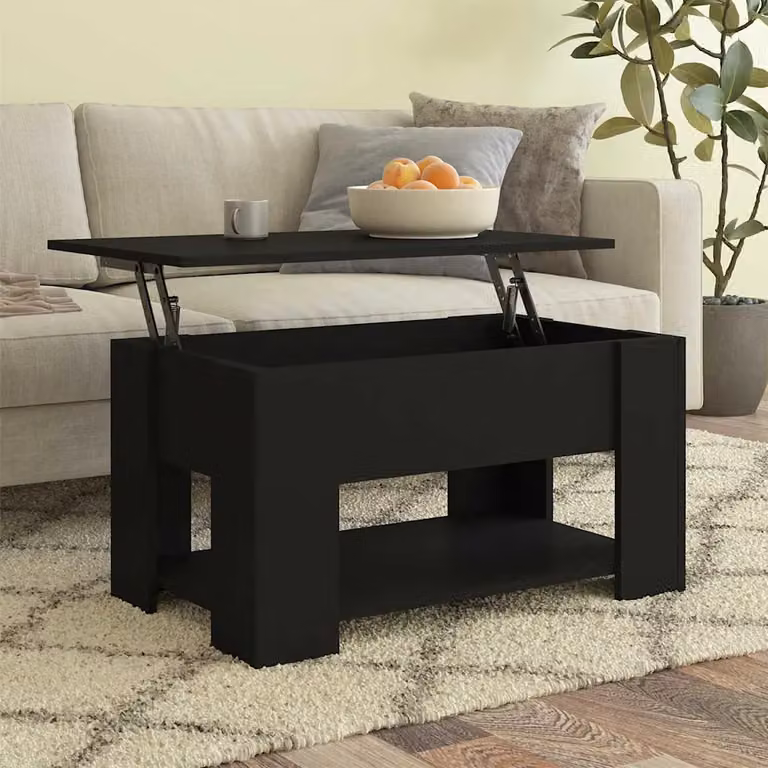 vidaXL Tavolino da Salotto Moderno Nero con Meccanismo Sollevabile in Legno e MDF L: 79 cm, P: 49 cm, H: 41 cm