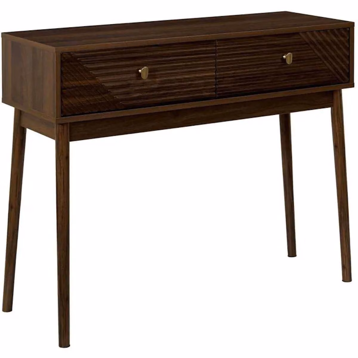 Consolle con 2 cassetti e ripiano, 100x80x35 cm, marrone, legno, design moderno