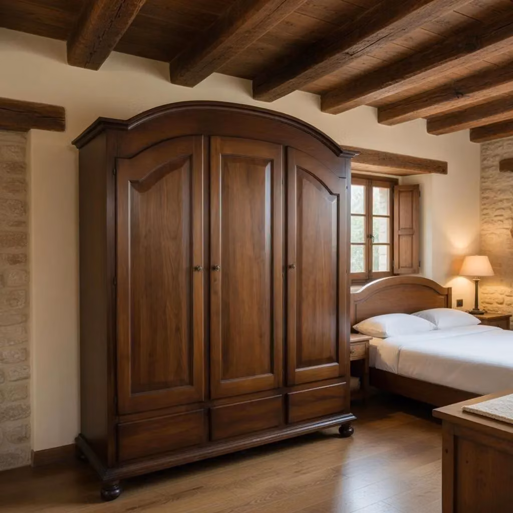Armadio arte povera Mobili 2G con 3 porte e 3 cassetti in legno color noce L: 181 cm, P: 61 cm, H: 224 cm – 2