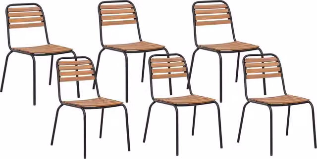 Set di 6 sedie da giardino Beliani in legno di acacia oliato marrone in stile rustico
