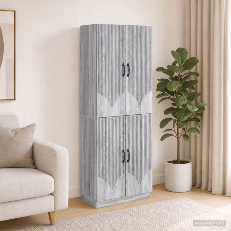 Set di 2 armadi moderni vidaXL in legno ingegnerizzato grigio con ante a battente e ripiani interni L/P/H: 87 x 34,5 x 66 cm