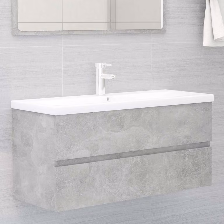 Mobile Lavabo vidaXL Grigio Cemento in Legno e MDF per Bagno, L/P/H: 100 x 38,5 x 45 cm