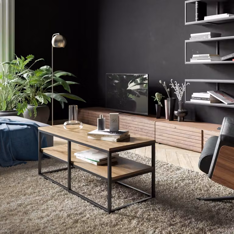 Skye Decor, Forteaus - Walnut, tavolino, noce, 100% pannelli truciolari rivestiti in melamina, 110,4 x 52 x 47 cm