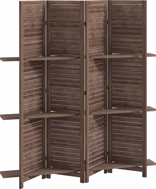 Paravento da interno HOMCOM in legno con 4 pannelli pieghevole, design moderno geometrico, colore noce, H: 170 cm, L: 160 cm