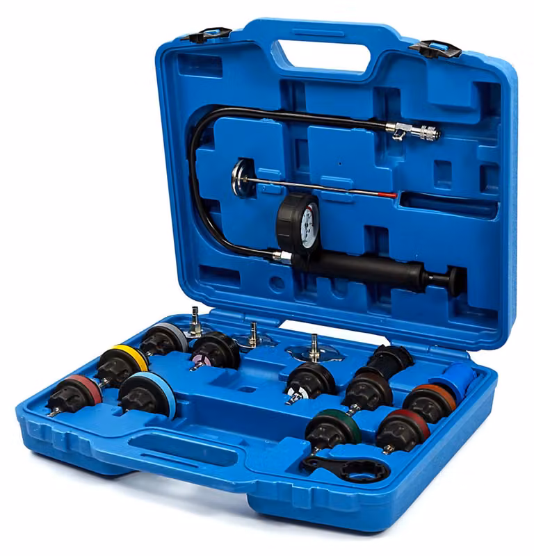 Set-kit tester di sistema di raffreddamento auto, pressione del radiatore e perdite sistema refrigerante ,con pompa booster manuale,18 pezzi