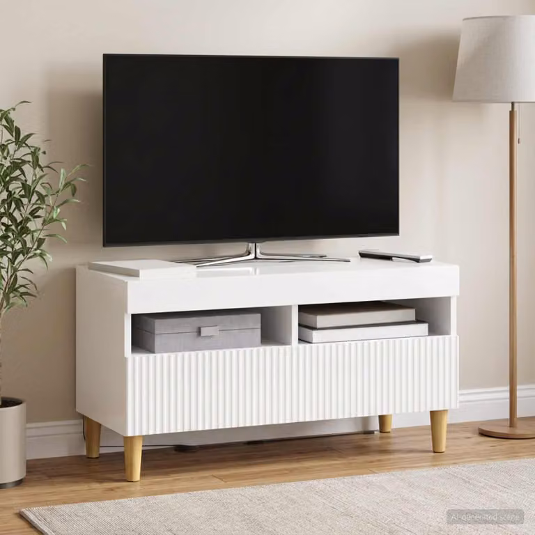 Mobile TV LED vidaXL ARNHEM Bianco Lucido L 81 cm x P 35 cm x H 43 cm