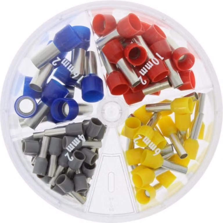 Scatola di distribuzione con capicorda DIN 46228 parte 4 isolati, dimensione N, codifica colore DIN diversi colori - 1 pezzo