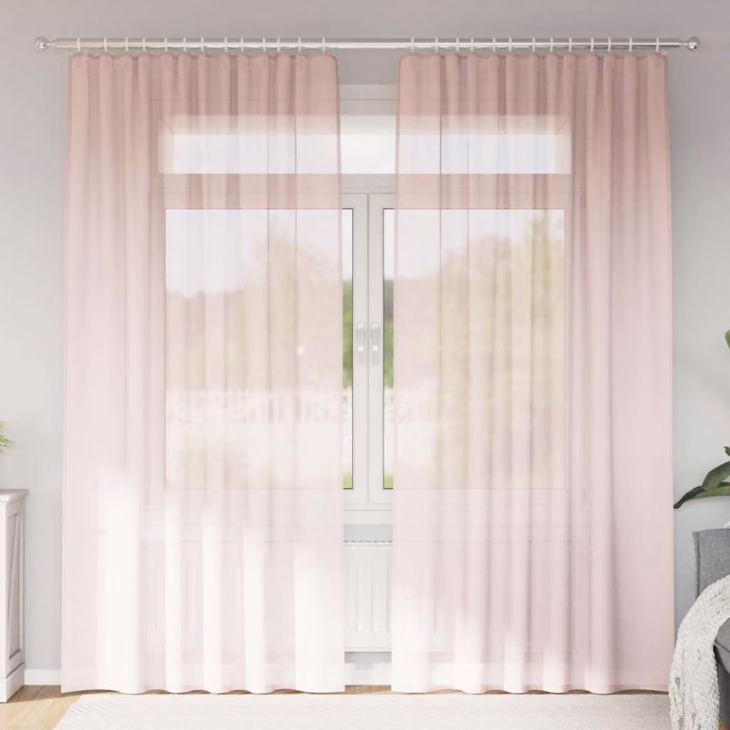 Set di 2 tende in voile semi-trasparenti vidaXL rosa chiaro con tasche per asta