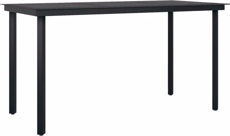 Tavolo da Giardino Nero 140x70x74 cm in Acciaio e Vetro