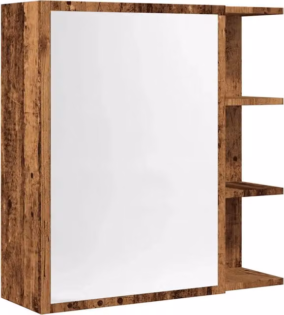 Mobiletto da bagno rustico a parete con specchio 62,5 x 20,5 x 64 cm in legno invecchiato 02_0050783
