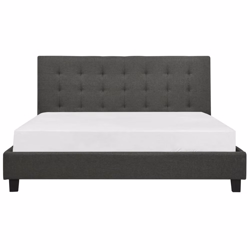 Letto imbottito Beliani Glamour in tessuto grigio con rete a doghe arcuate L/P/H: 218 x 180 x 108 cm – 2