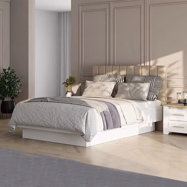 Letto Matrimoniale Byron, Letto Matrimoniale Dimensione Materasso 160x200 cm, Bianco