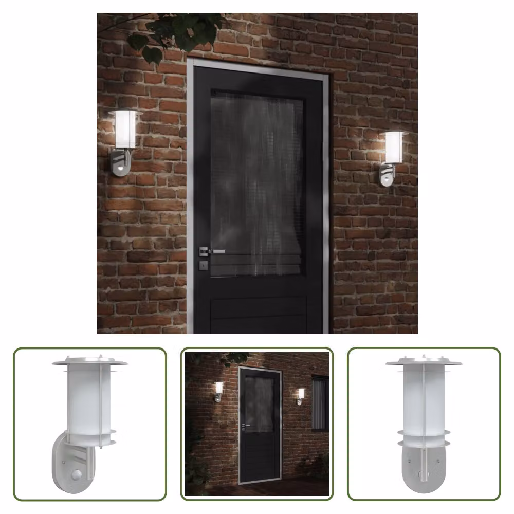 The Living Store Applique da esterno con rilevatore di movimento in acciaio inox argento