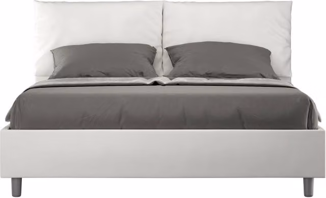 Letto matrimoniale imbottito Ityhome Antea con contenitore in similpelle bianco L: 160 cm, P: 210 cm – 1