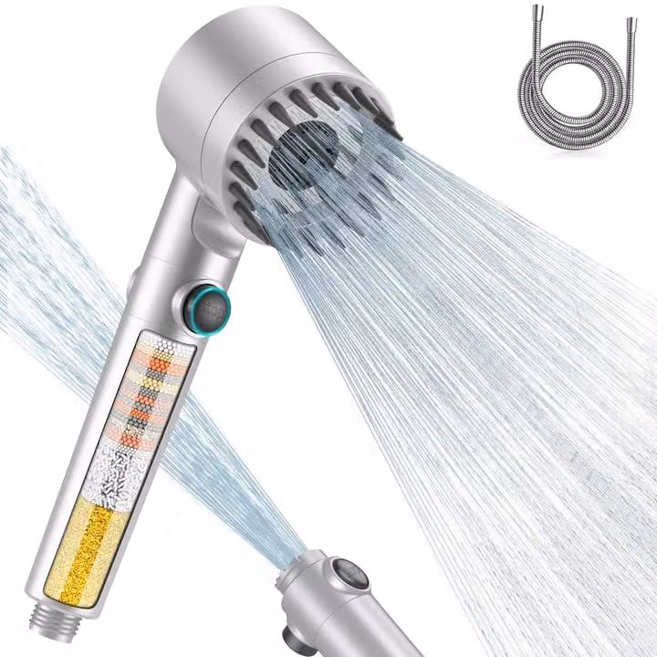 Doccia con filtro a 15 strati, colore argento, materiale ABS, confezione singola