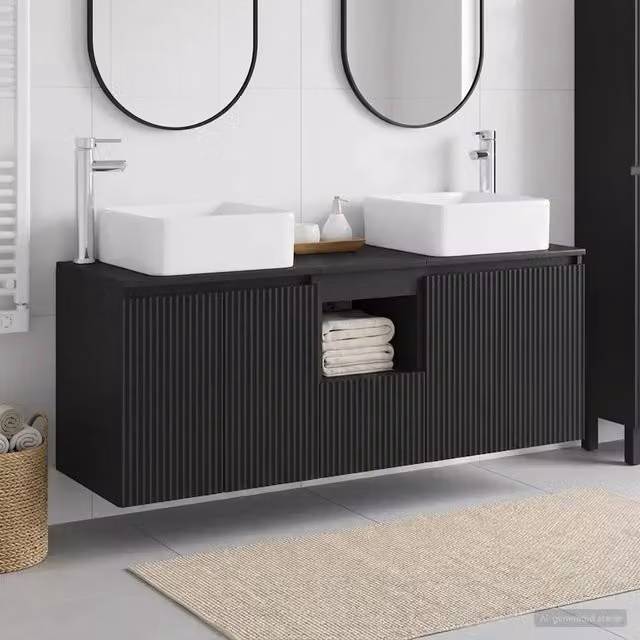 Set di Armadi da Bagno 3 pz Nero 135 x 35 x 80 cm
