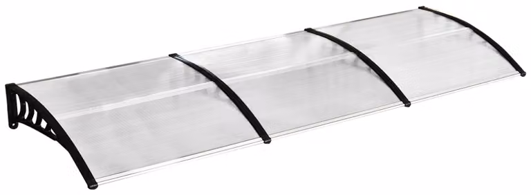 Copertura Moonbite per porta d'ingresso, 90 x 295 cm, tettoia a falda con pannelli in policarbonato da 5 mm, rivestimento UV, protezione da pioggia e sole, alluminio, bianco