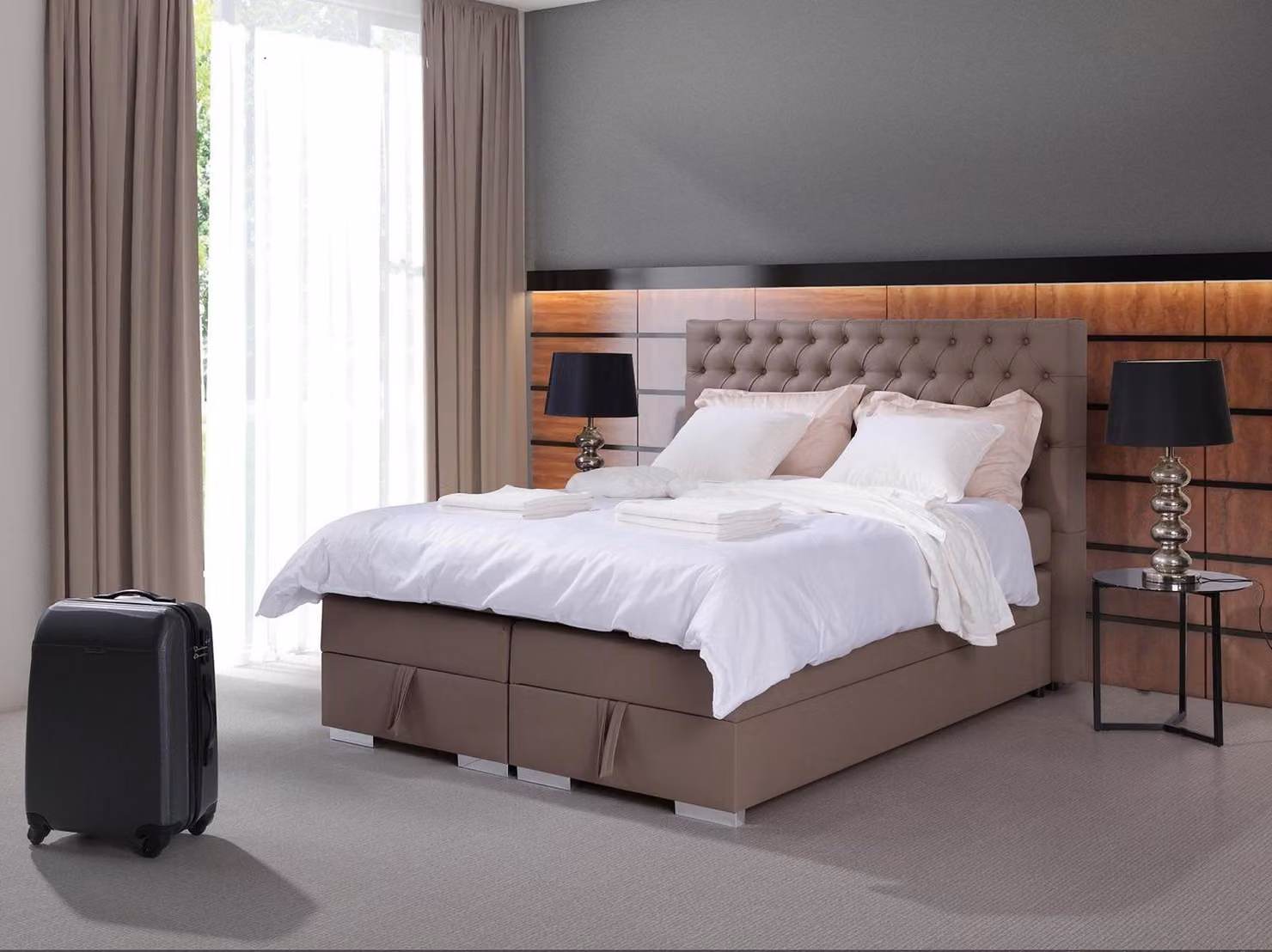 Boxspring Bett Doppel Betten Schlafzimmer Chesterfield Möbel 180x200cm Hotel