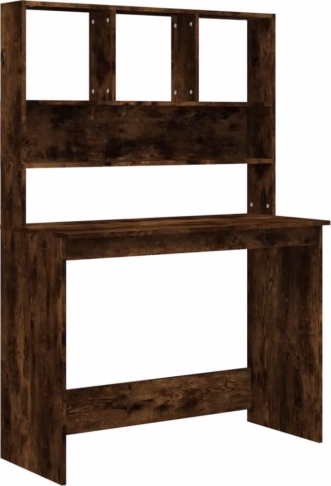 Scrivania Mensole Rovere Fumo 102x45x148 cm Legno Multistrato