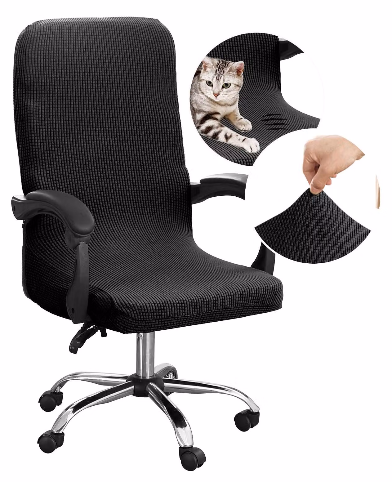 Copertura elastica per sedia da ufficio, colore nero