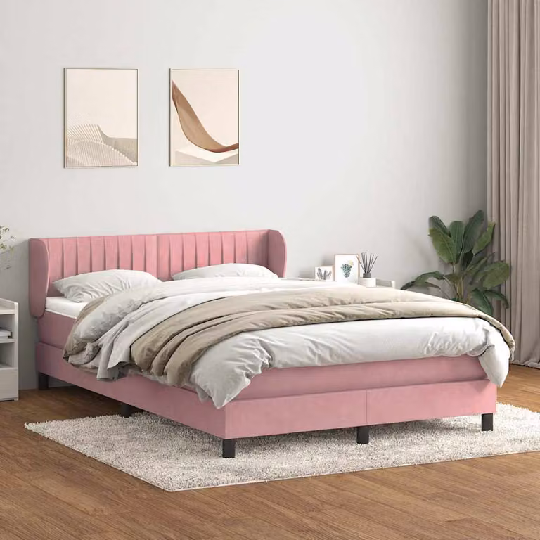 Maison Exclusive - Giroletto a Molle con Materasso Rosa 140x210 cm in Velluto