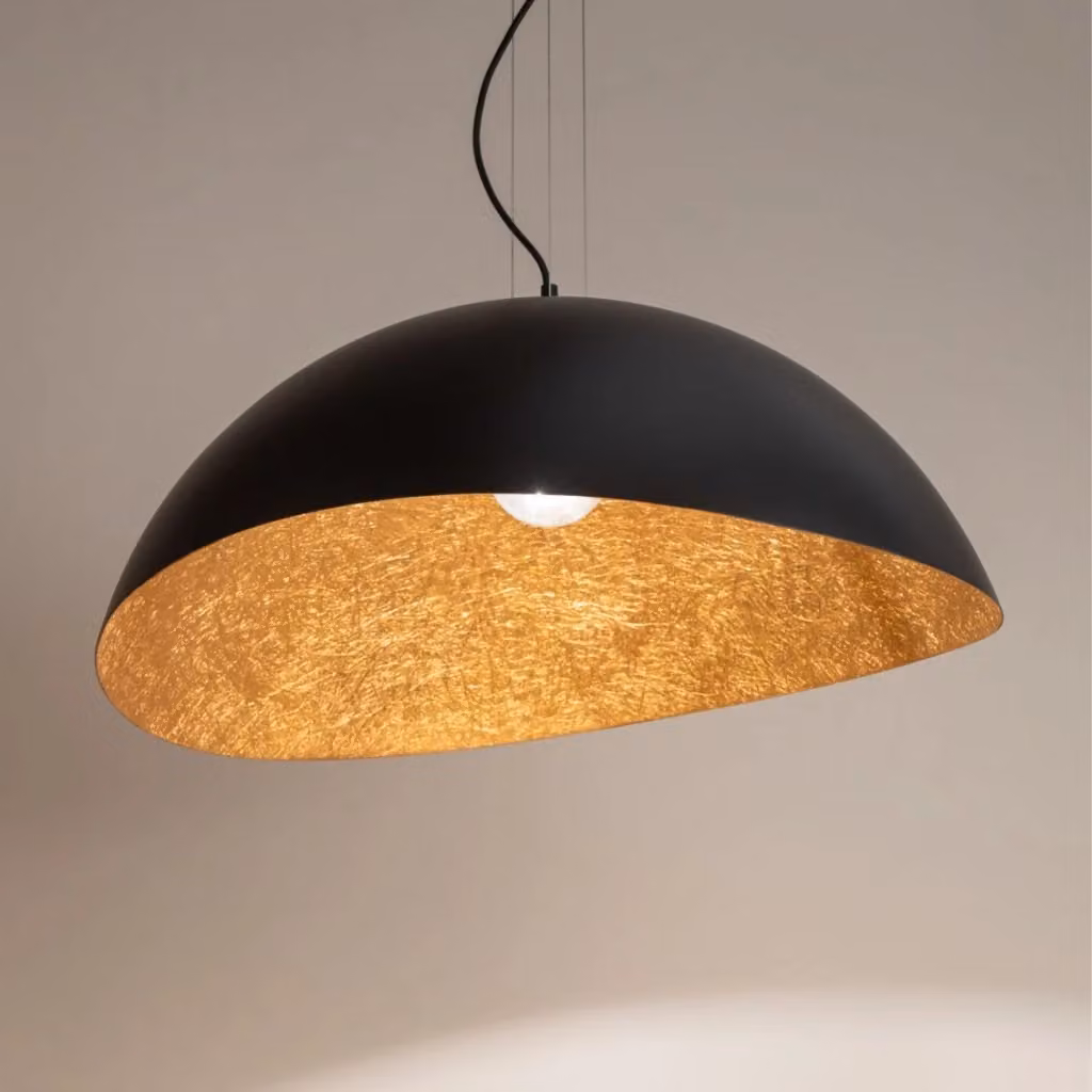 Lampada a sospensione Sigma Lighting Solaris in metallo nero e rame, forma rotonda, dimmerabile, attacco E27, diametro: 48 cm – 2