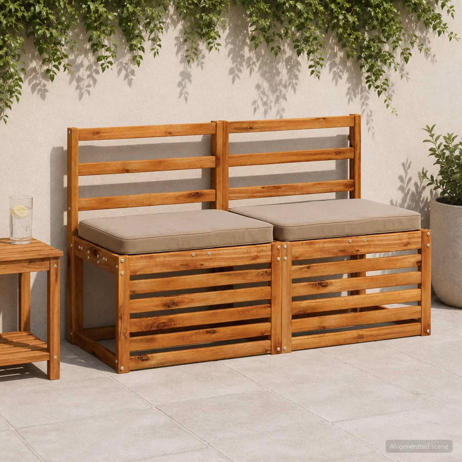 Set di 2 cuscini per panchina vidaXL in poliestere con rivestimento rimovibile e resistente ai raggi UV, disponibili in beige o grigio