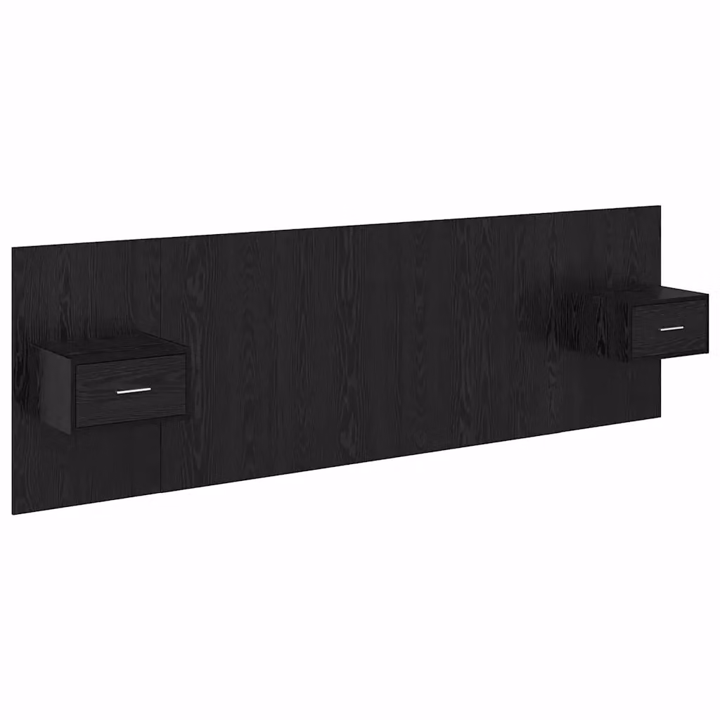 Set di 3 Testiere con Comodini Integrati vidaXL in Legno Multistrato Nero Opaco – 2