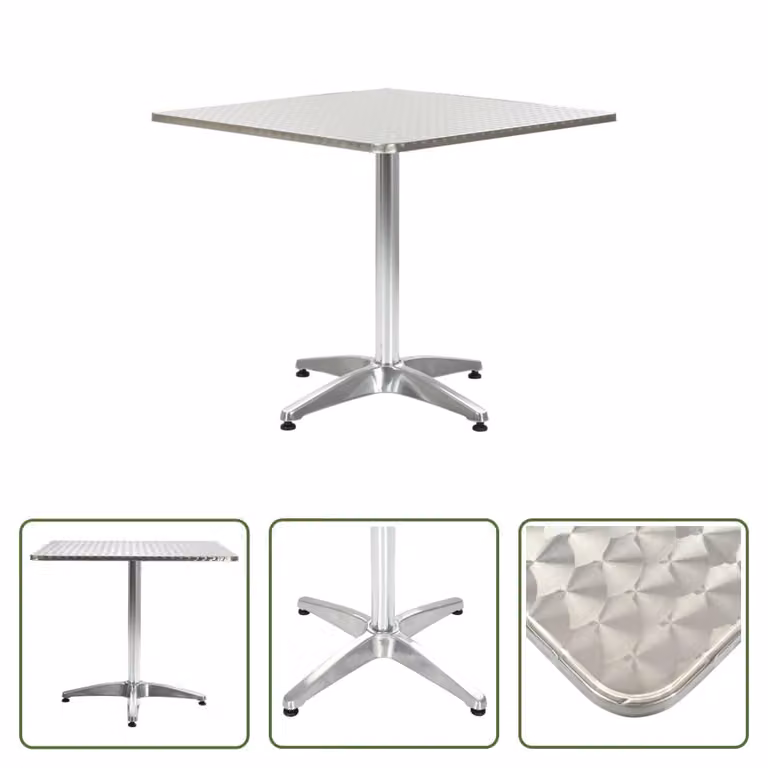 The Living Store tavolo da giardino argento 80x80x70 cm alluminio