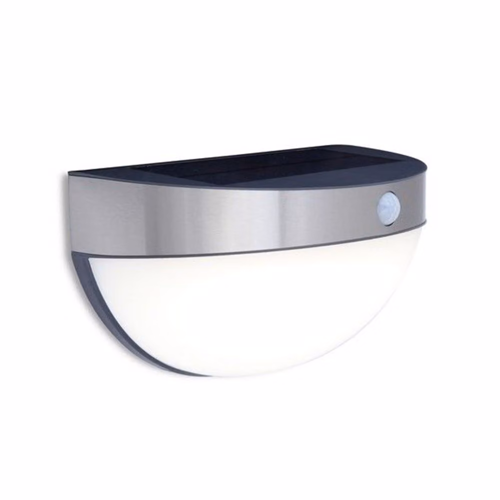 Applique solare a LED con sensore di movimento BUBBLE argento-bianco 2W, luce bianca neutra 200 lm, metallo, dimensioni: 12,6 x 12,5 x 21,8 cm, IP44, Lutec