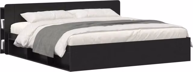 Testiera del letto moderna con ripiani integrati in legno ingegnerizzato nero opaco L: 193.5 cm, H: 80 cm, P: 18.5 cm