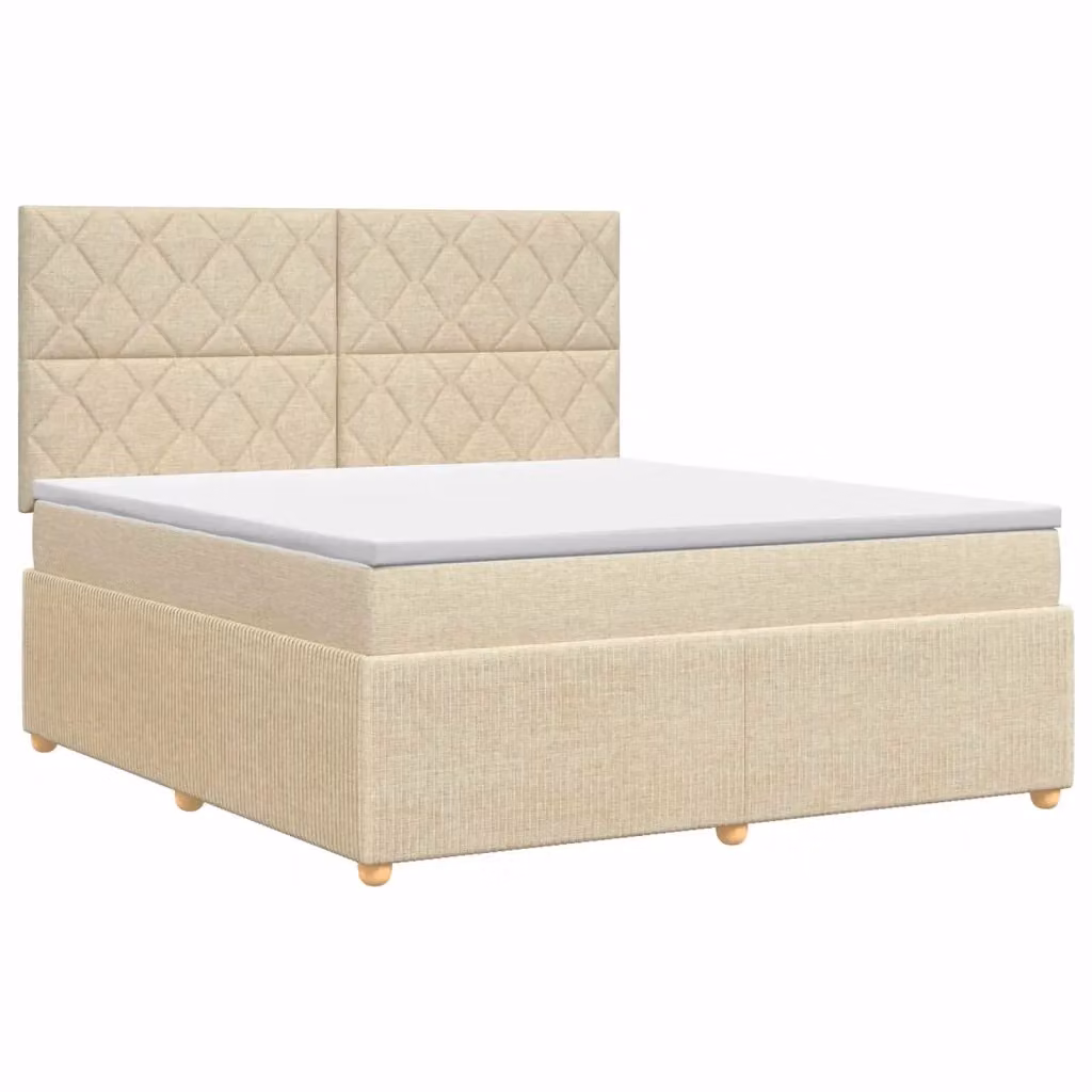 Letto box spring con materasso ibrido vidaXL in tessuto beige e bianco L/P: 160 x 200 cm – 2