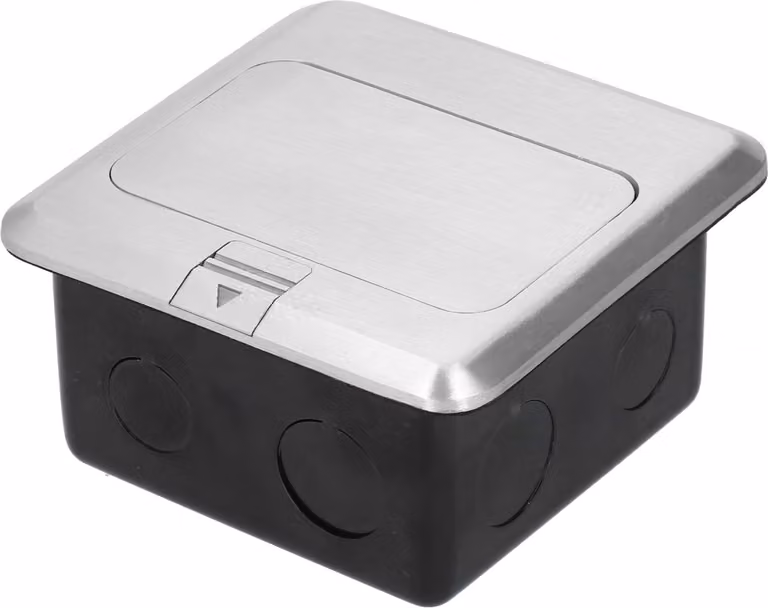 Presa a pavimento, a 6 fori, da incasso, ammortizzata, in lega di alluminio, messa a terra, 13 A, 250 V corrente alternata