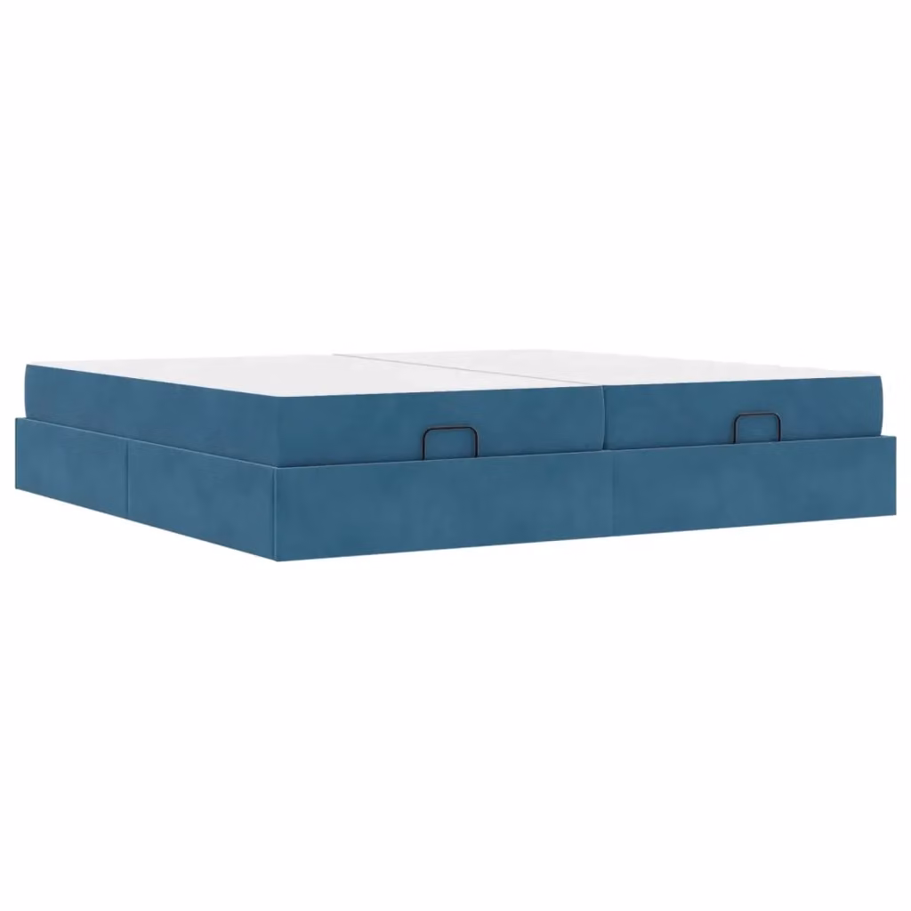 vidaXL Letto Moderno con Materasso in 2 Pezzi in Velluto Blu, L/P/H: 200 x 200 x 43,5 cm – 2