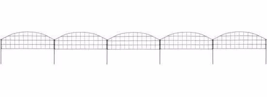 Recinzione da giardino - 5 pannelli e 6 pali - A forma di arco - 77,3 x 26 cm - Verde - Acciaio - Recinzione per laghetti e barriera di sicurezza per bambini - Resistente alla corrosione