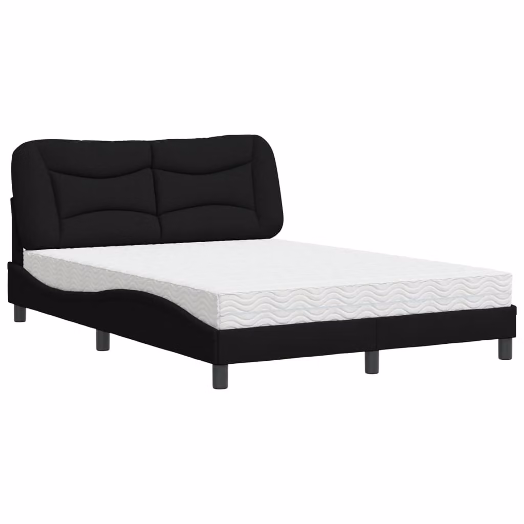 Letto con Materasso Hvar Nero 140x200 cm in Tessuto