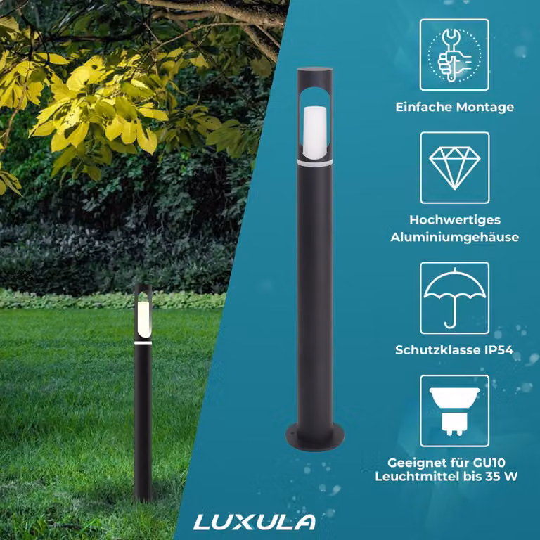 LUXULA Lampada da parete a LED, 10 W, nera, grado di protezione IP44
