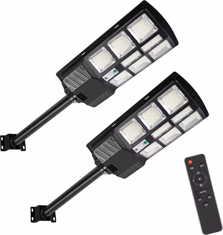 Clanmacy 2X 400W strada luce parete luce solare con rilevatore di movimento strada luce LED