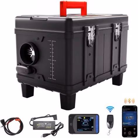 Riscaldatore d'Aria Diesel VEVOR 5-8KW 12V/24V con Controllo APP Bluetooth e Telecomando, Nero