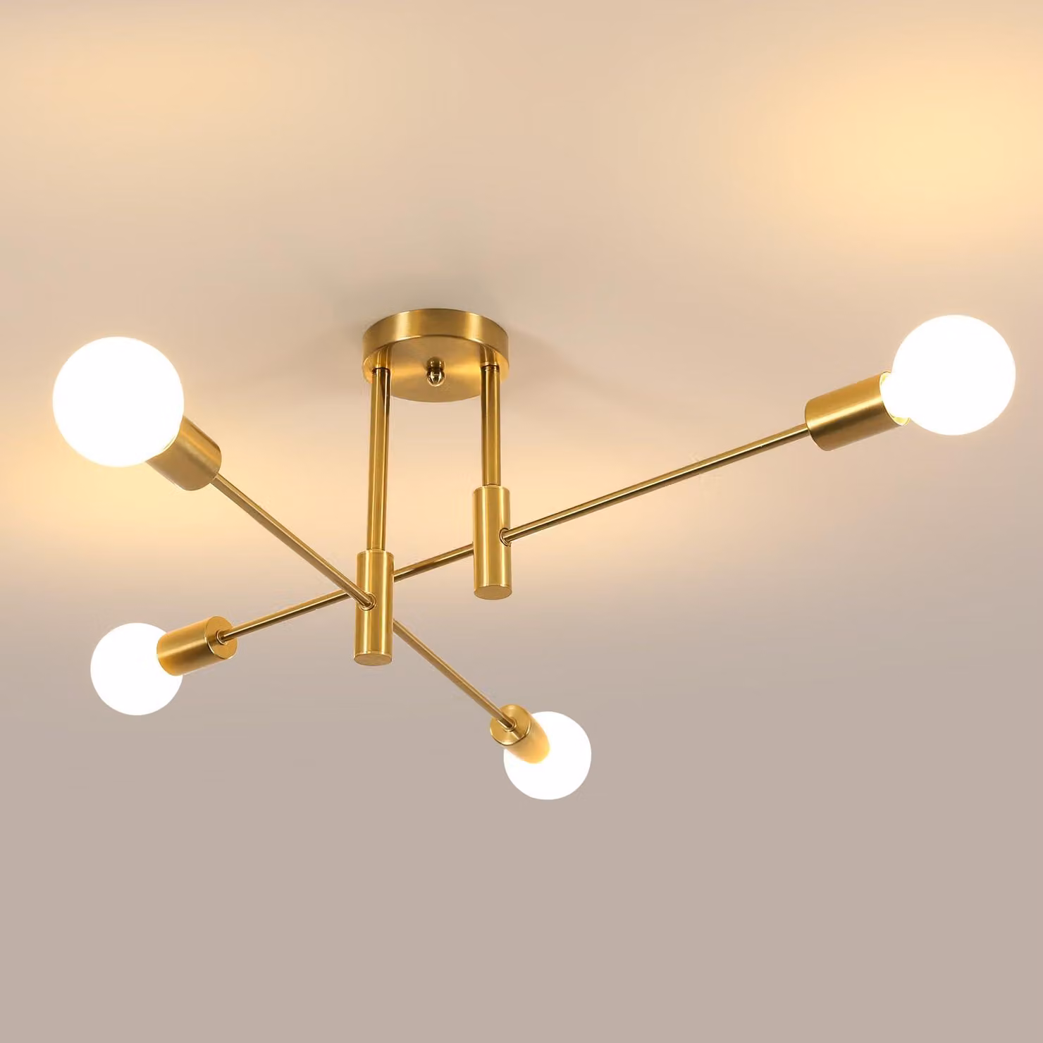 Lampada da soffitto vintage industriale Comely DecKen, a 4 luci, attacco E27, stile retrò