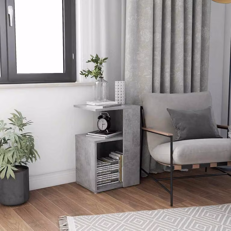 Tavolino moderno vidaXL in legno composito grigio, L/P/H: 36 x 30 x 56 cm