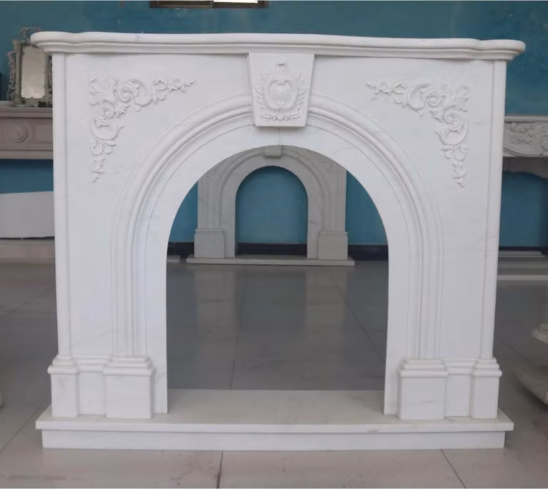 Casa Padrino Caminetto barocco in marmo bianco 130 x h. 110 cm - Arredamento barocco